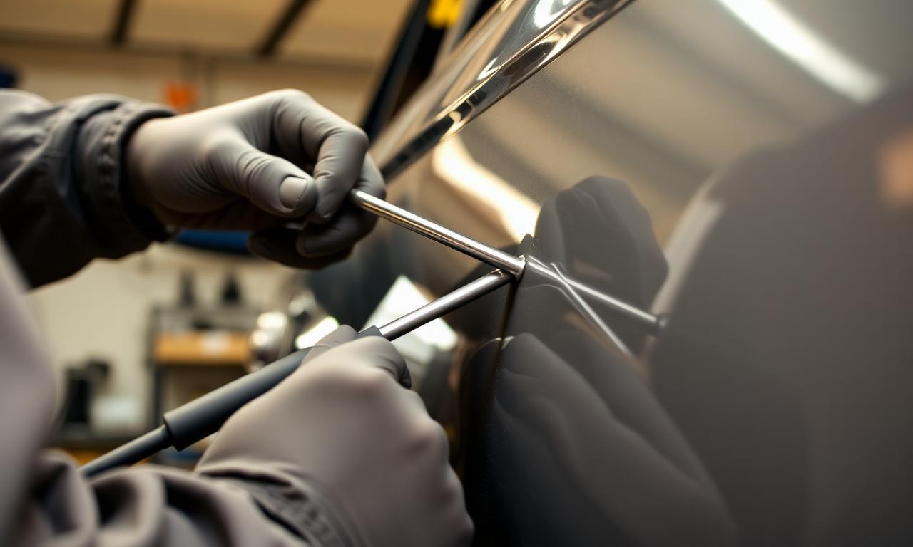 Certified Midland TX technician using paintless dent repair tools